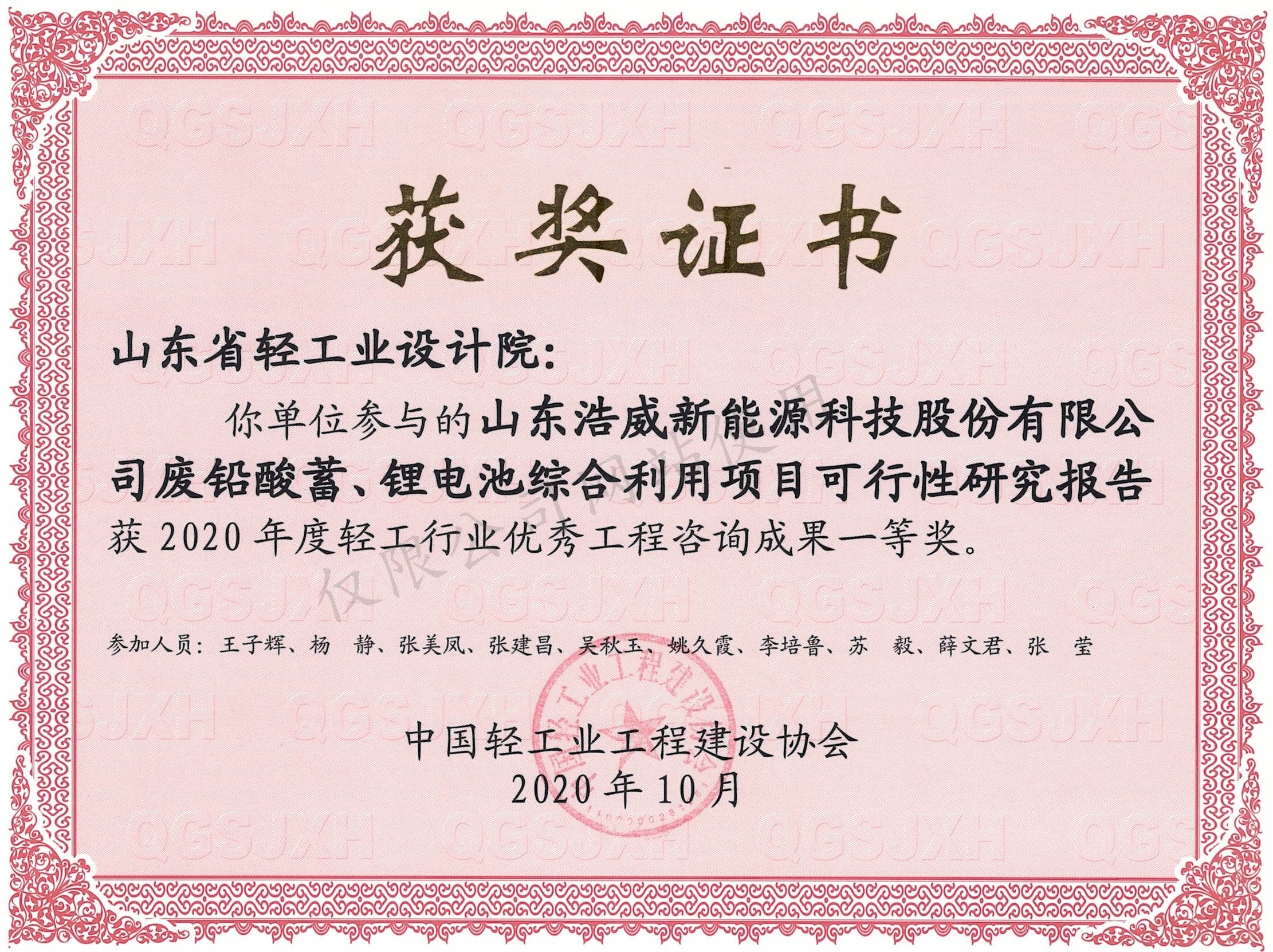 2020山东浩威轻工行业征询一等奖